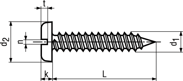Zyl-Blechschr Schlitz+Spitze St vzb BN941 DIN7971C 2,2x9,5 - Bossard Schrauben