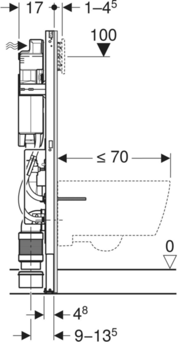 Wand-WC-Element Sigma 111.904.00.6 Typ 112,breite 88cm Betätigung von vorne - Geberit-Duofix