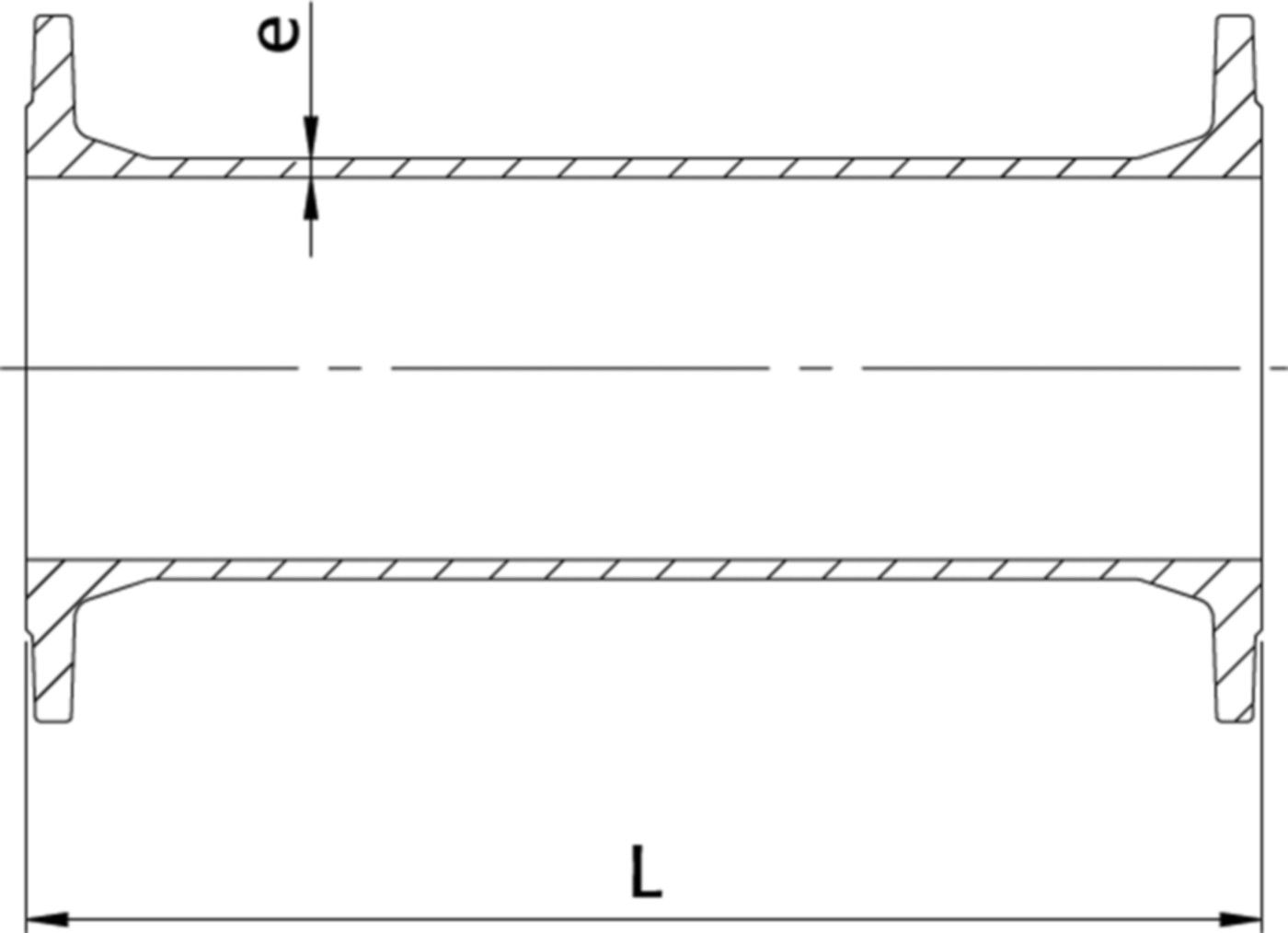 Flanschen-Rohr mit 2 Flanschen Typ FF DN 80 Länge = 1900mm PN 10/16 - WILD Flanschrohre