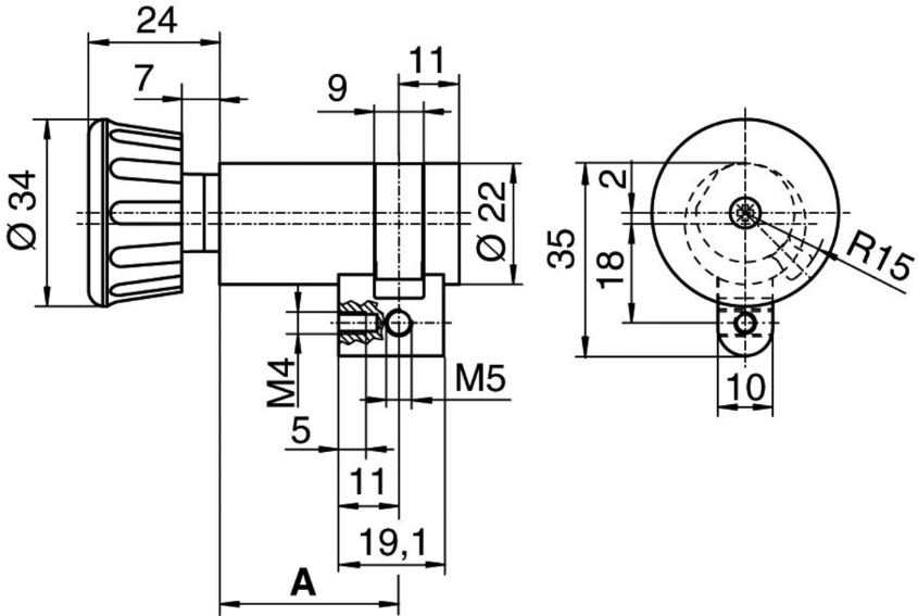 KABA Drehknopf-Halbzylinder Typ M1514D 37.5/48.5mm, ohne Schlüssel - Kaba 8, Lagerprodukt