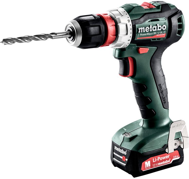 Akku-Bohrschrauber PowerMaxx BS 12 BL Q 12V, 2x2.0 Ah LI-ION, Ladegerät, Adapter, Koffer - Metabo Elektrowerkzeuge
