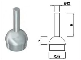 Steckkonsole zum Anschweissen rund Rk Pfos 33.7mm,TH50mm,geschl,1.4301 - INOXTECH-Handlauf-/Geländer-System
