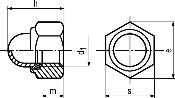 6-kt-Sich-Hutmuttern St 6/8 vzb BN167 DIN986 M4 - Bossard Schrauben