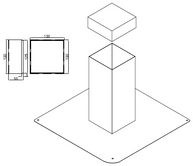 Kontrollstutzen 300mm mit Isolationskern eckig 125 x 125 - Cr-Ni Spenglereihalbfabrikate