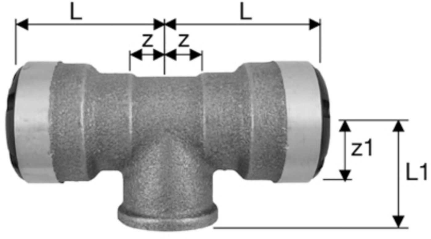 Industrie-T-Stück, Abgang mit IG 15 mm - 1/2" 8816.150715 - SudoFIT-Formstücke