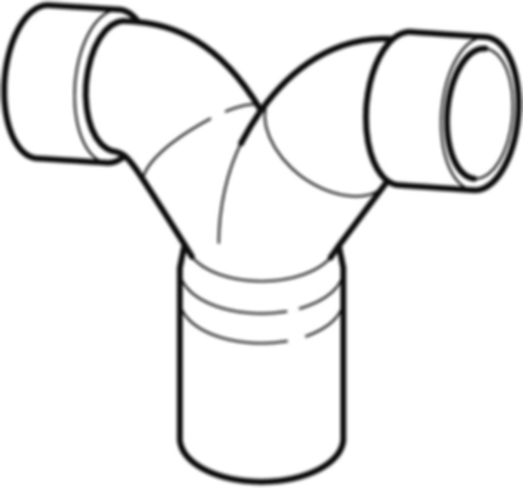 Hosen-T 180° mit Sifonanschlussmuffen d 56/46mm 363.463.16.1 - Geberit-PE-Formstücke