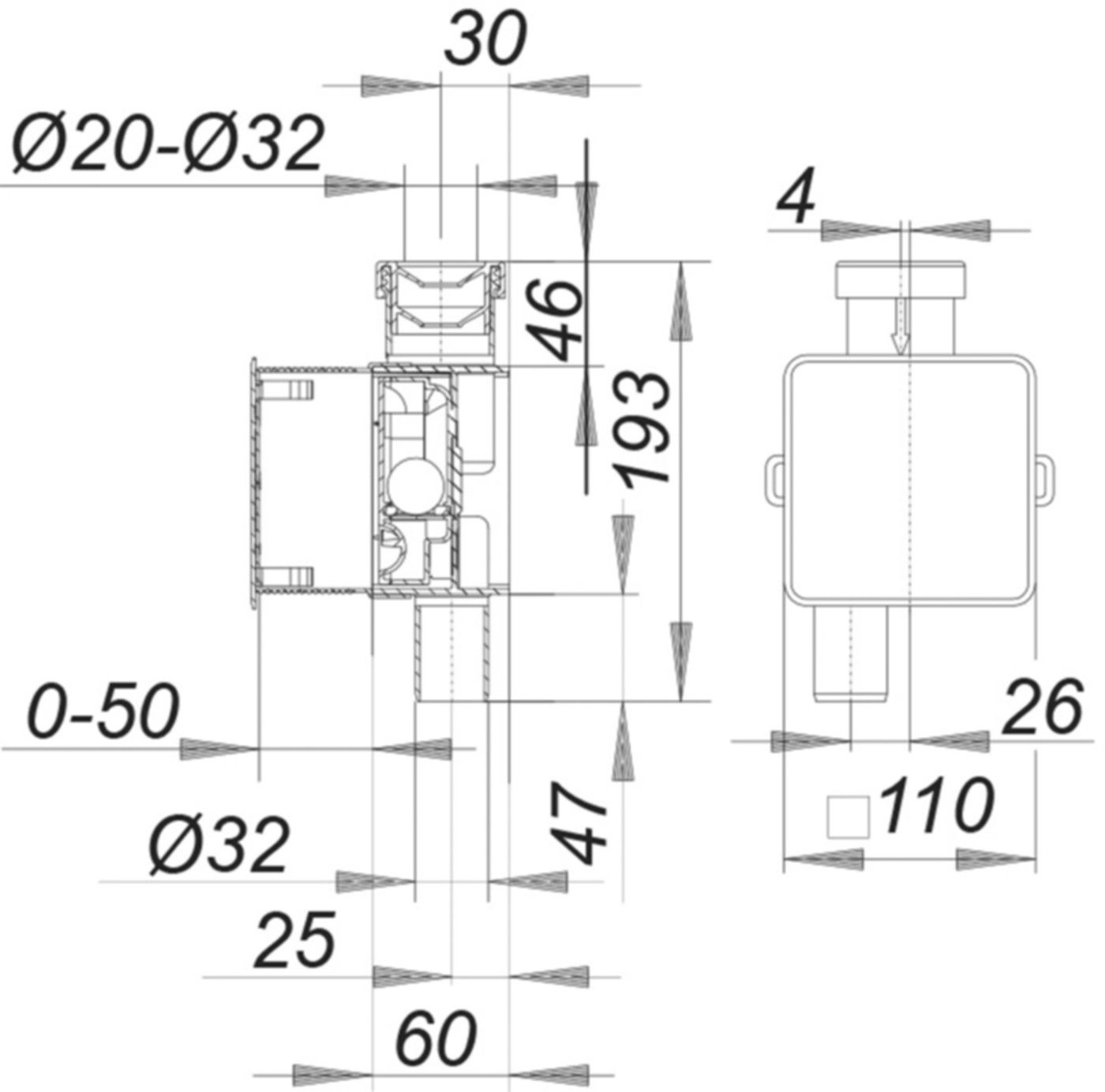 Klimasifon 138 32mm 1-026200 - SCHACO Entwässerungstechnik