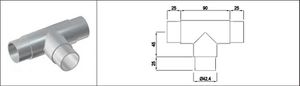 T-Stück 42.4 mm geschliffen 126573 - INOXTECH-Handlauf-/Geländer-System