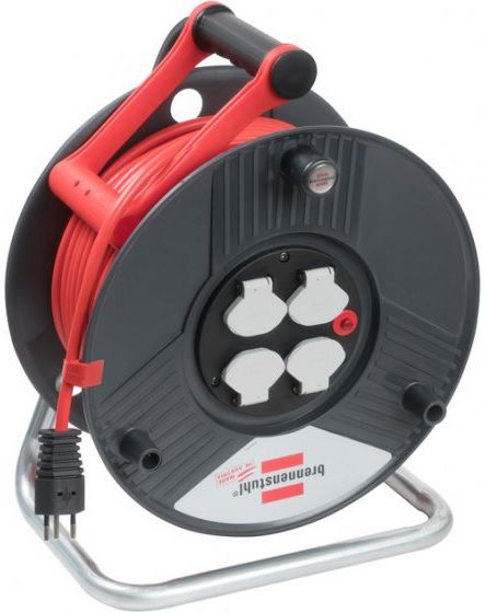 BRENNENSTUHL Kabelrolle 230V, Kunststoff 33m, TD 3x1.5mm², rot, 4xT13 - Stromverteilung