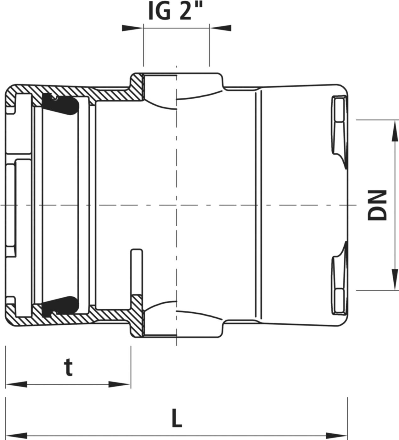 Hausanschluss-Stück Baio Gas 5415 mit 2" Innengewinde DN 125 - Hawle Steckmuffenformstücke