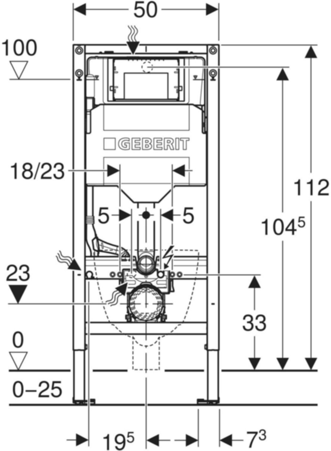 Wand-WC-Element Sigma 111.919.00.6 Typ 112 Elektro-und Kommunikationsanschl. - Geberit-Duofix