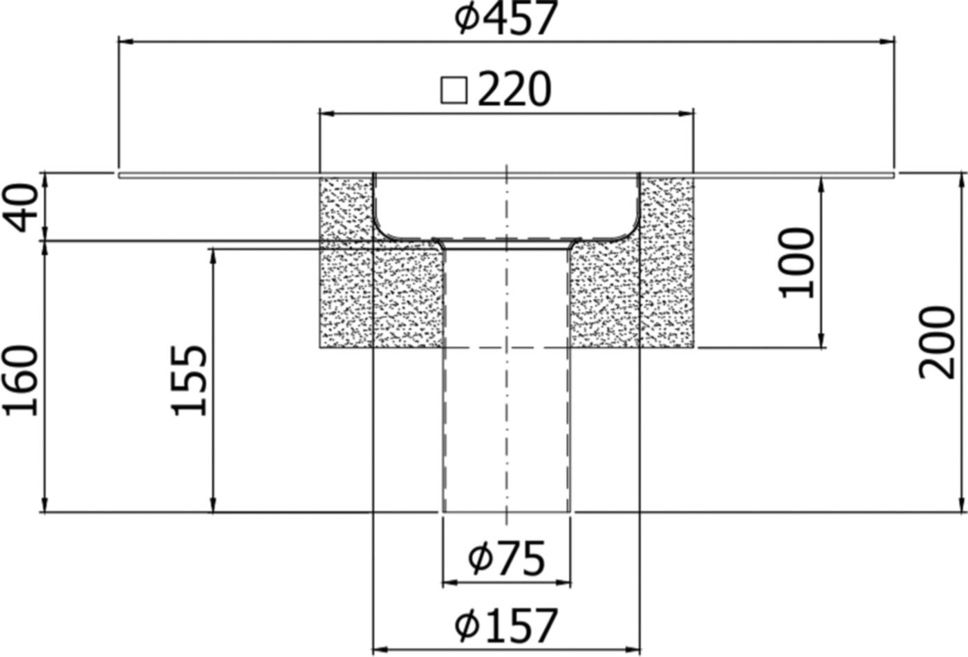 Ablaufkörper Gully 157 V2A 2-tlg. DN 90 m/Klebefl.150mm + Isol. senkrecht 445495 - ACO Passavant Entwässerungstechnik