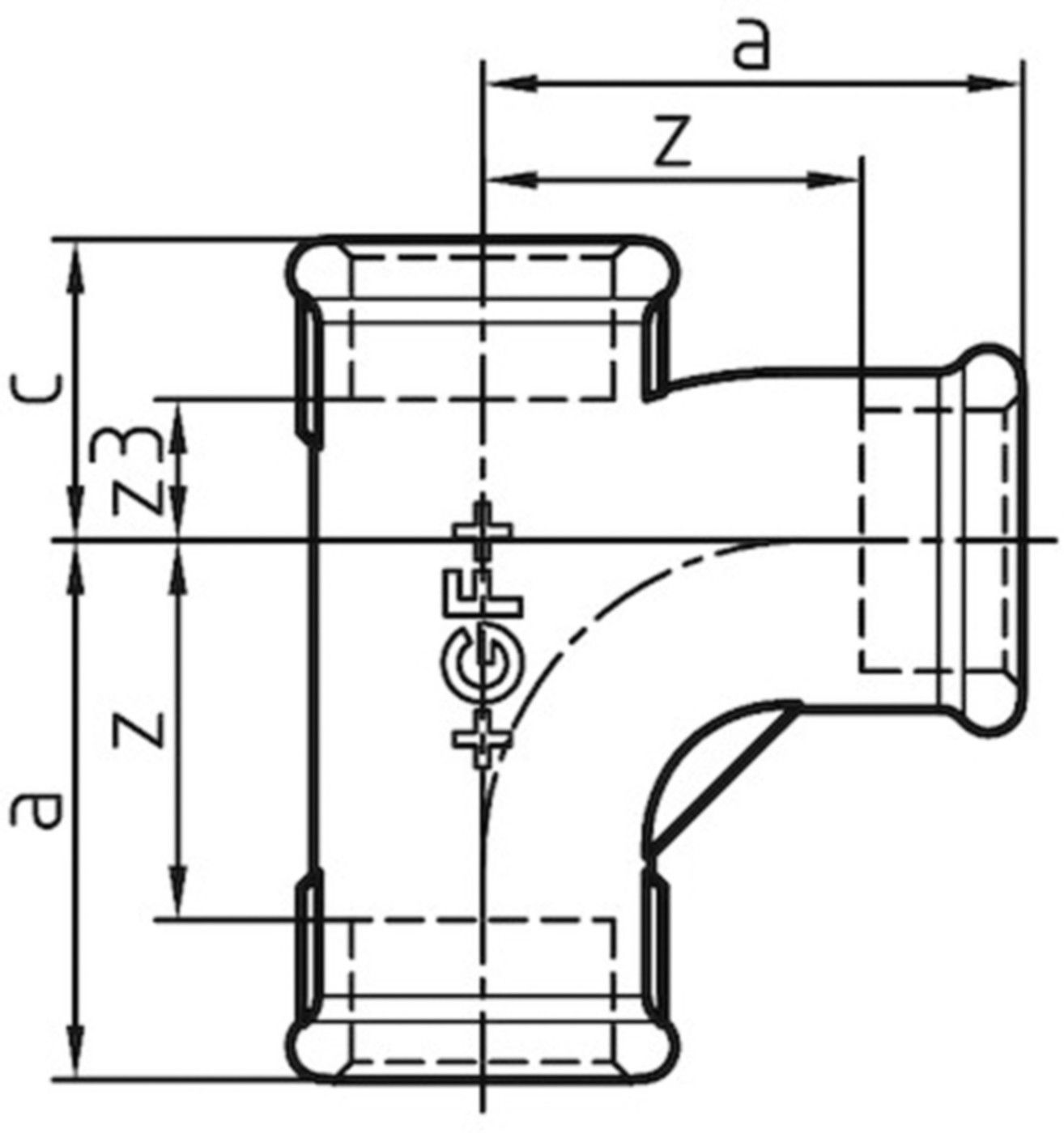 T-Stück 131 V 11/2" 770 131 208 - GF verz. Tempergussfittings