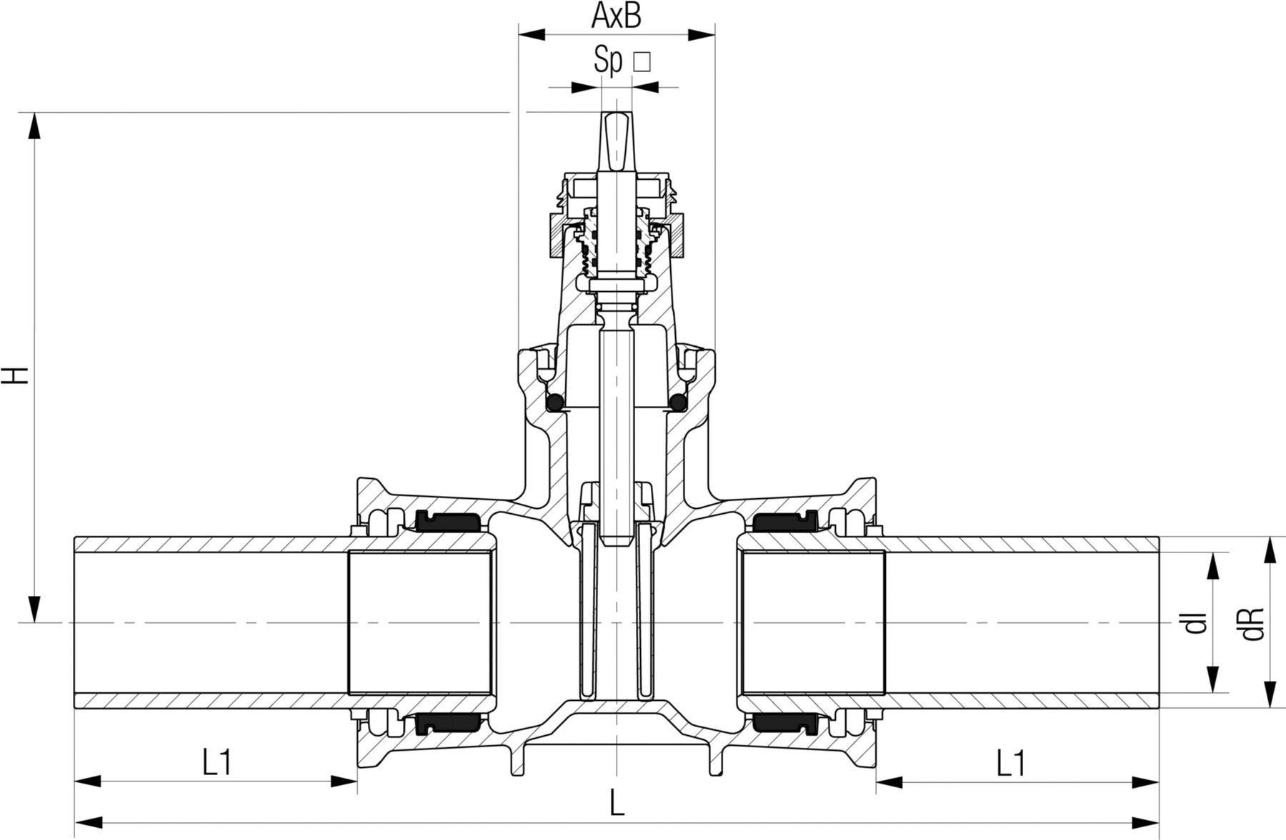 Schieber mit PE-Spitzenden Fig. 5460 DN 150 / d 180mm - Von Roll Armaturen