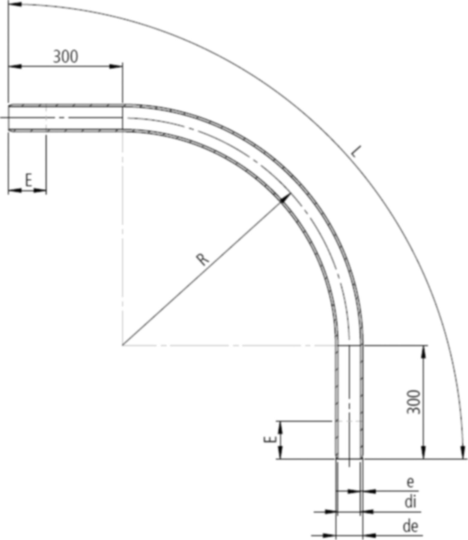 HDPE-Kabelschutz Bogen 90° glattendig d 92/80mm R= 800mm gelbgestreift - HDPE-Schutzrohrformstücke