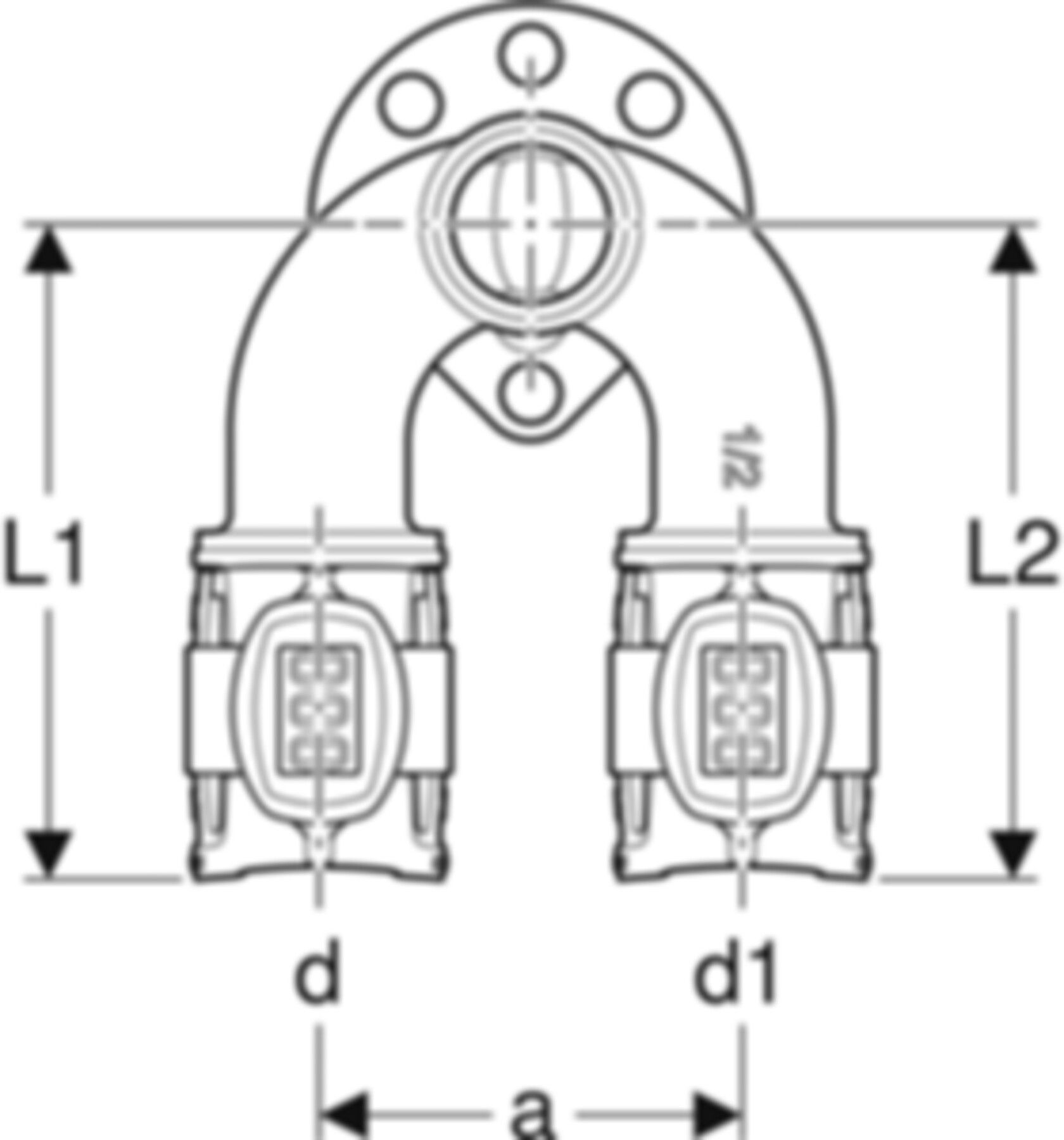Doppelanschlusswinkel 90° 20mm-1/2"-25mm 620.832.00.1 - Geberit FlowFit-Rohre/Formstücke
