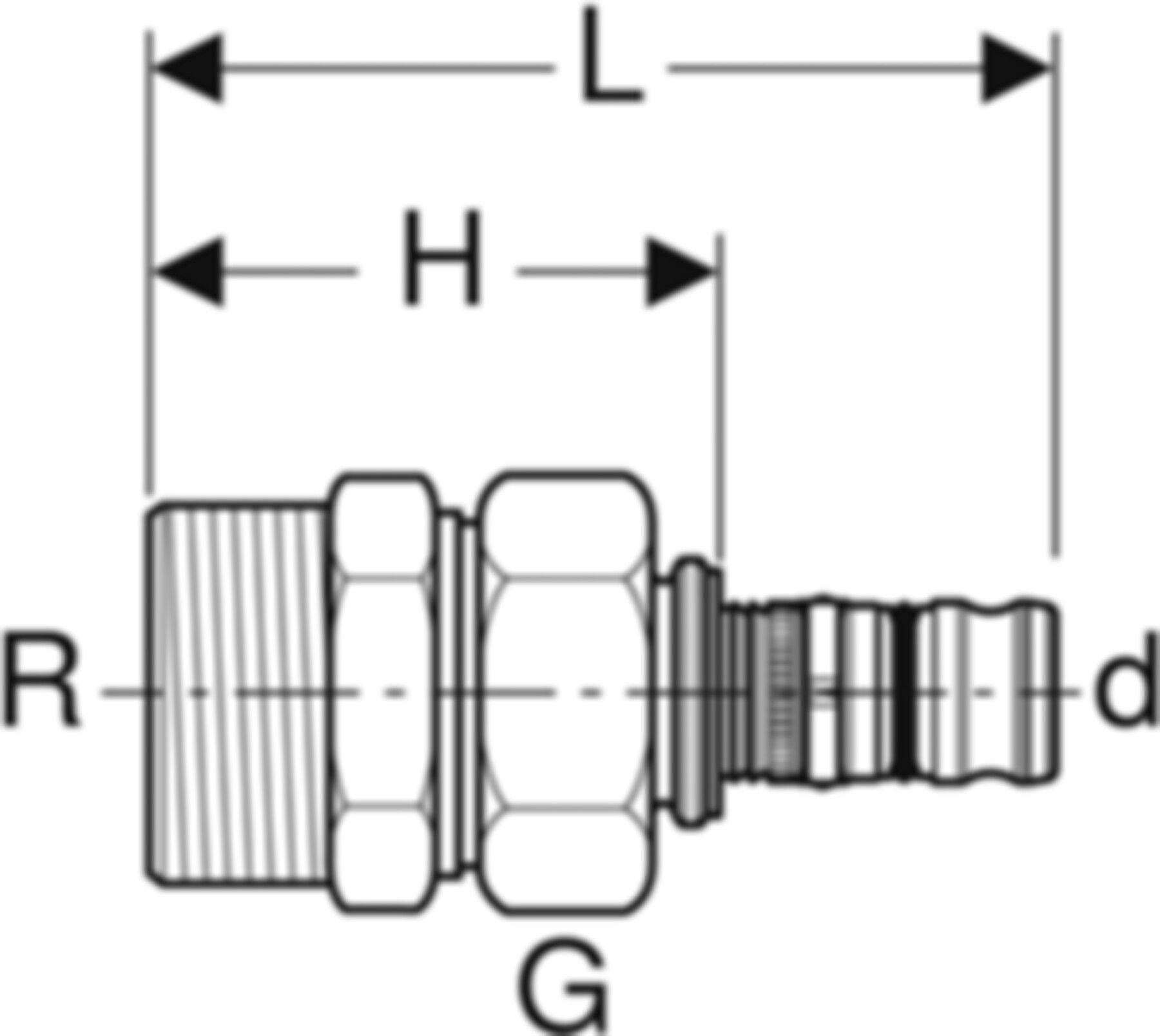 Übergang lösbar mit AG 50mm-11/2" mit Überwurfmutter Rotguss 606.590.00.5 - Geberit-Mepla-Formstücke