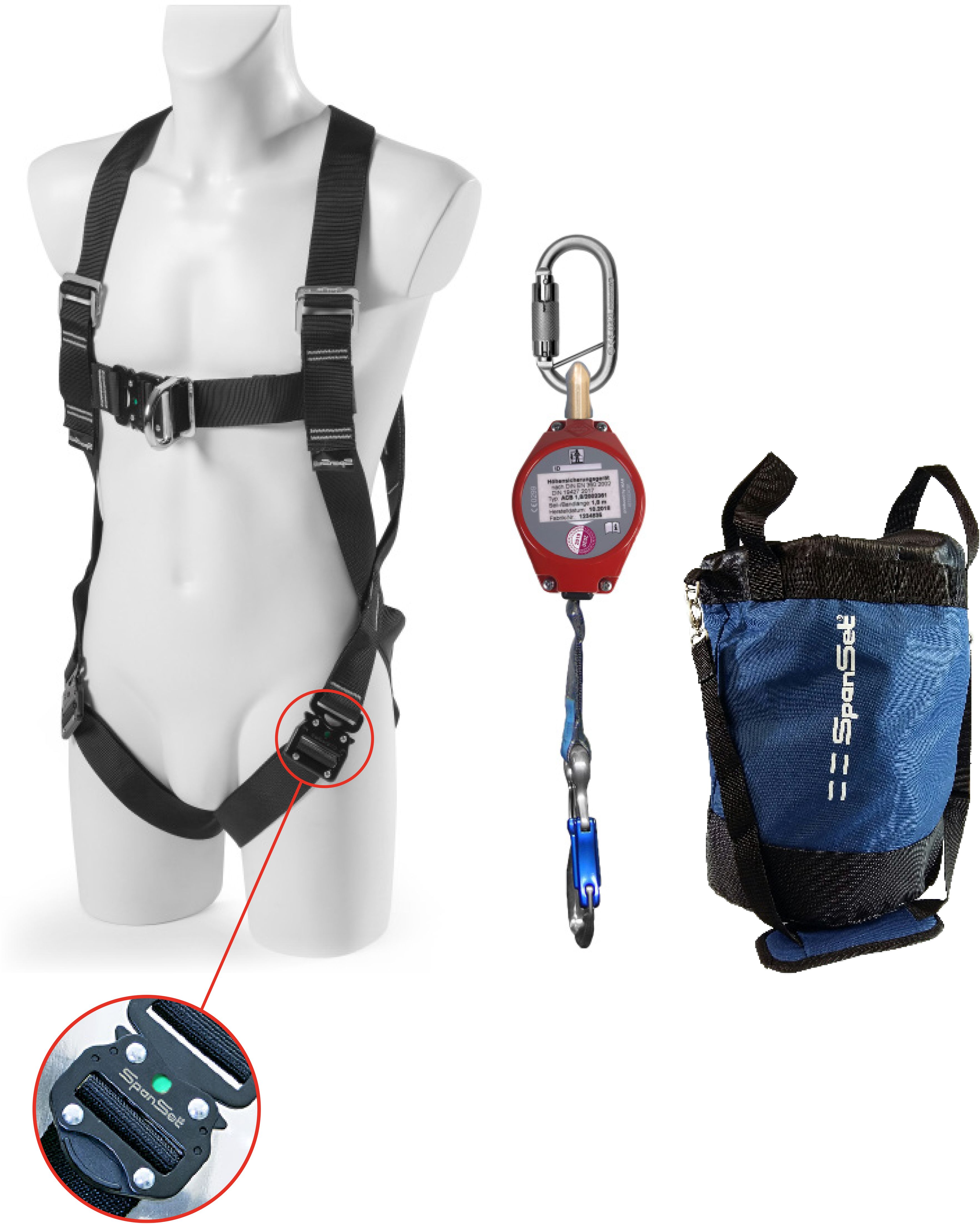 SPANSET Safety-Kit Arbeiten in Hebeb. 1.8m (Profi) Typ SK-602 2-Punkt-Auffanggurt, Höhensicherungsg. - Arbeitsschutz