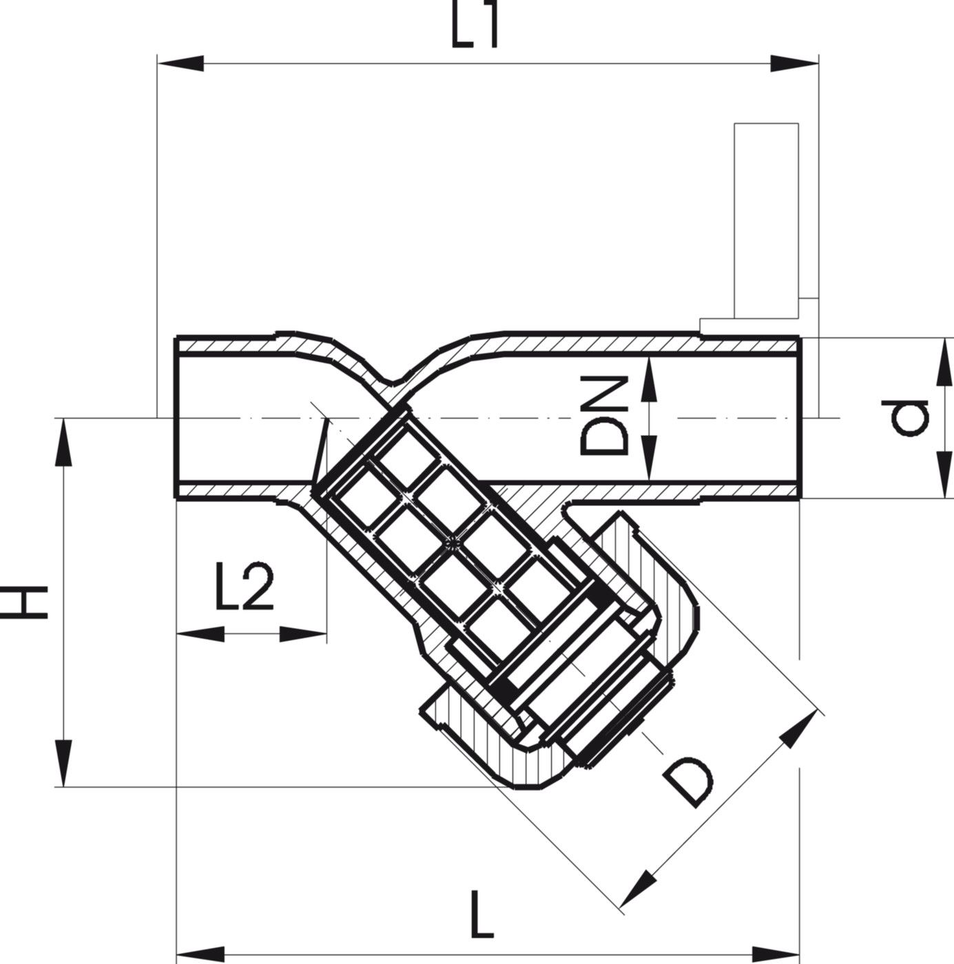Schmutzfänger Typ 305 mit Klebestutzen d 20mm DN 15mm 161 305 300 - GF Hart PVC-U Formstücke