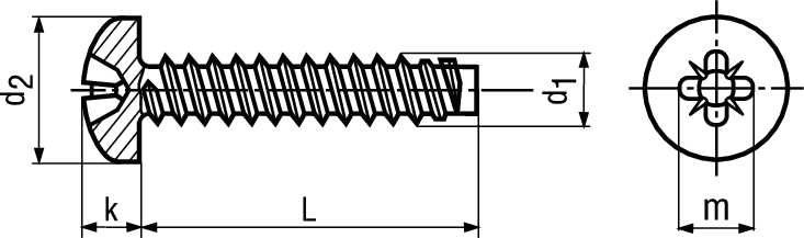 Linsen-Blechschr Pozi+Zapfen St vzb BN14065 DIN7981F 2,9x9,5 - Bossard Schrauben