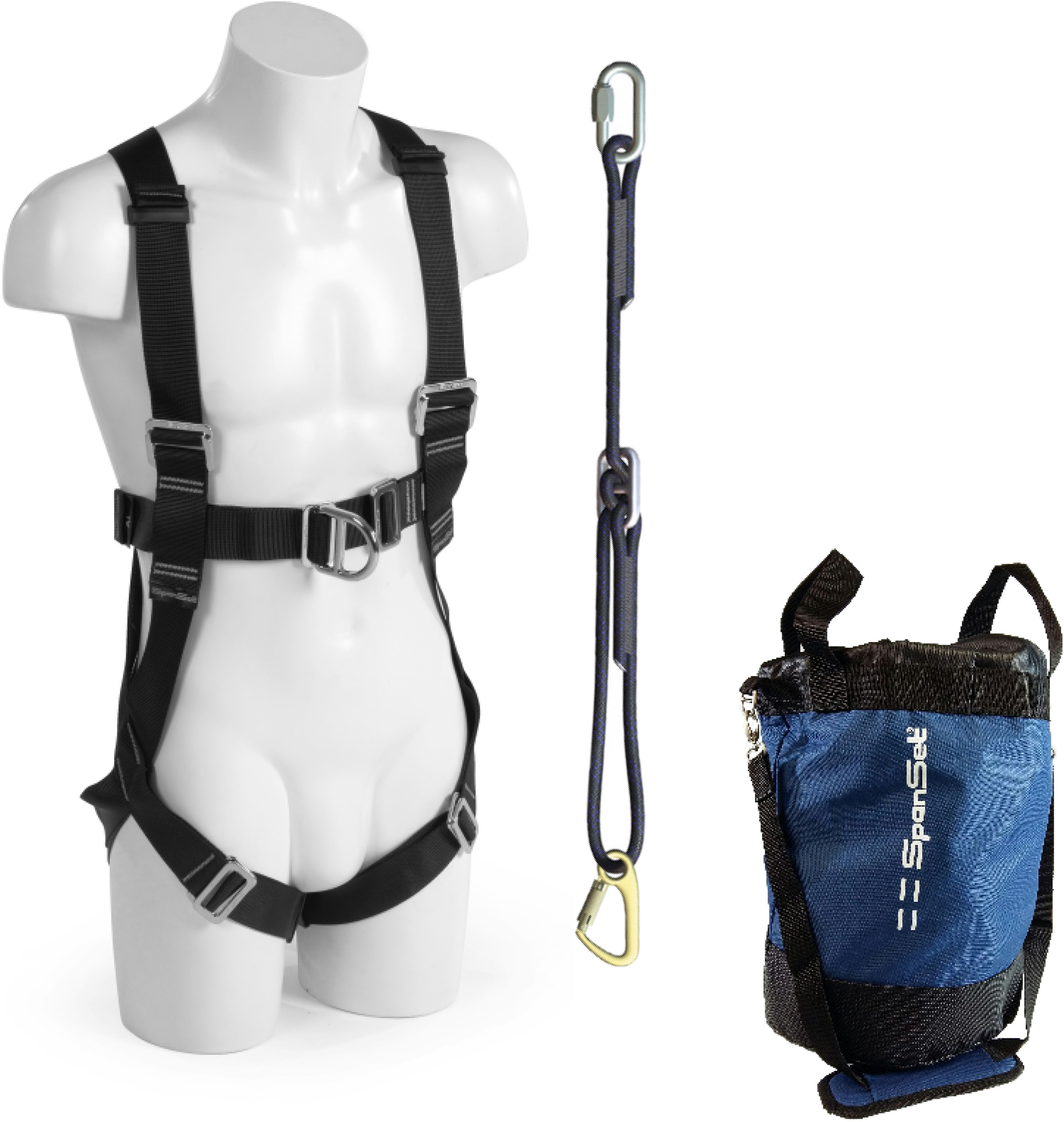 SPANSET Safety-Kit Arbeiten in Hebeb. 1.5m (Basic) Typ SK-601 2-Punkt-Auffanggurt, Rückhalteseil - Arbeitsschutz