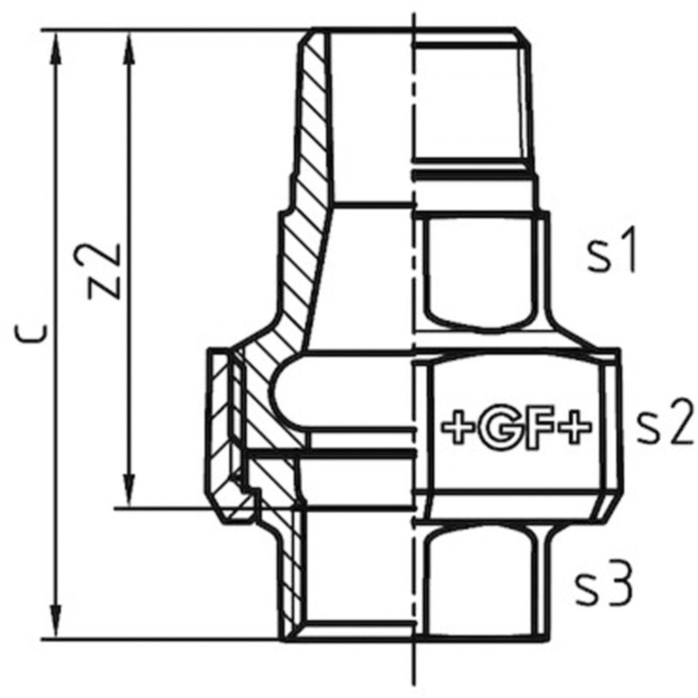 Verschraubung 335 V 1/2" flachd. 770 335 204 - GF verz. Tempergussfittings