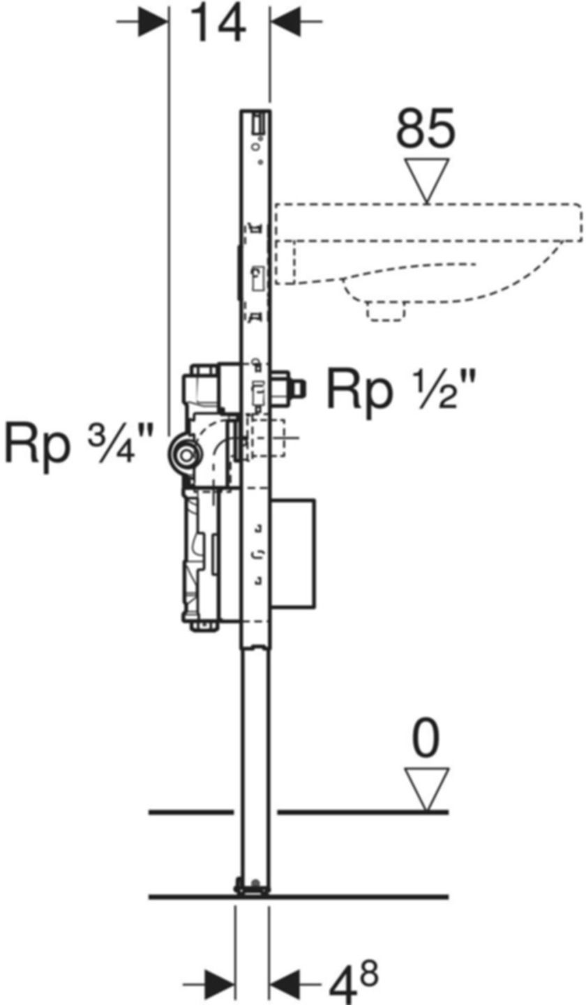 Element für Waschtisch Standarmatur 111.586.00.3 Typ 98 zwei Wasserzählerstr., mit UP-Ventil - Geberit-Duofix