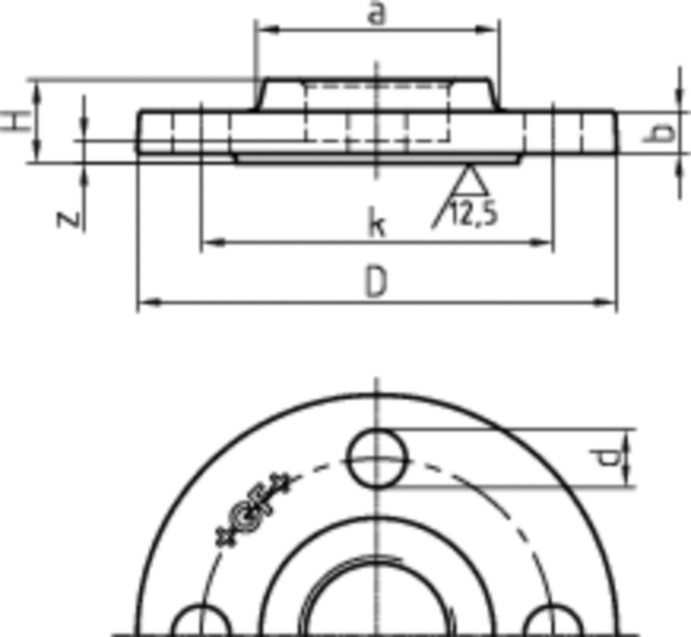 Flansch PN 16 329 S 1/2" 4-Loch 770 329 104 - GF schw. Tempergussfittings