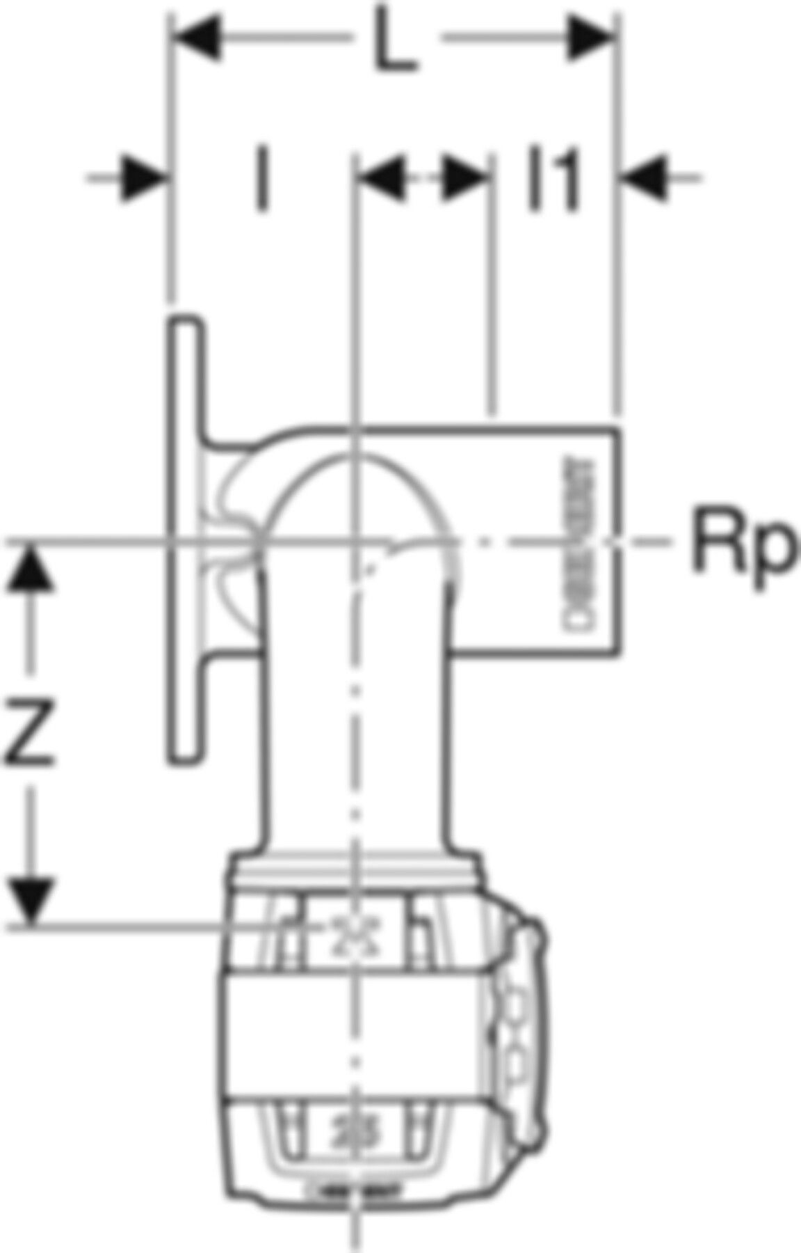 Doppelanschlusswinkel 90° 20mm-1/2"-25mm 620.832.00.1 - Geberit FlowFit-Rohre/Formstücke