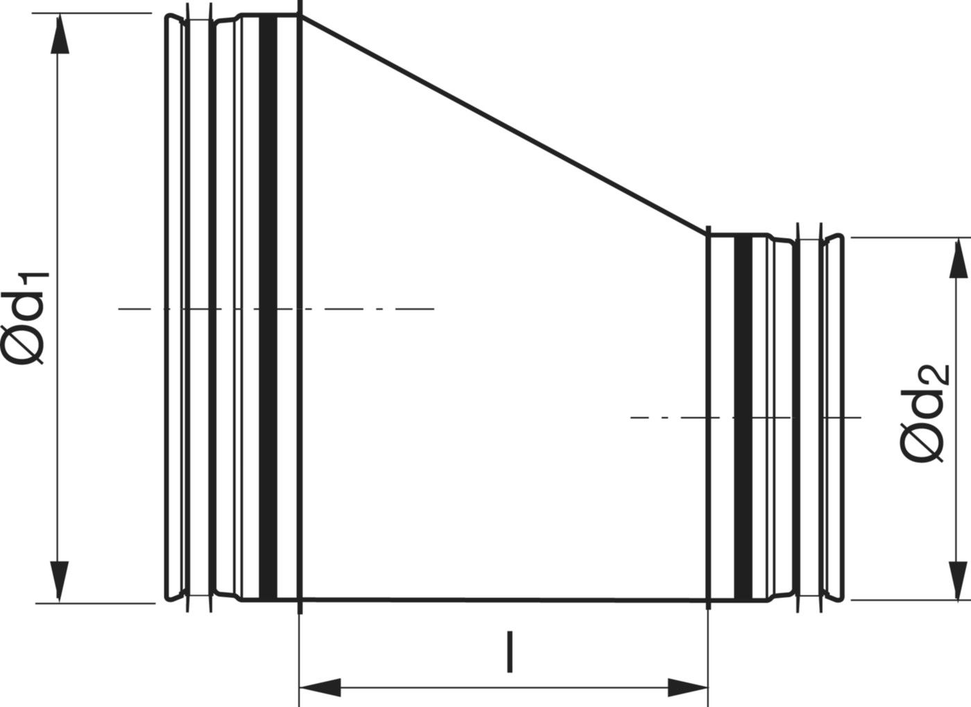 Reduktion exzentr. 160/100mm RLU-V - Spiralfalzrohre und Zubehör System Safe