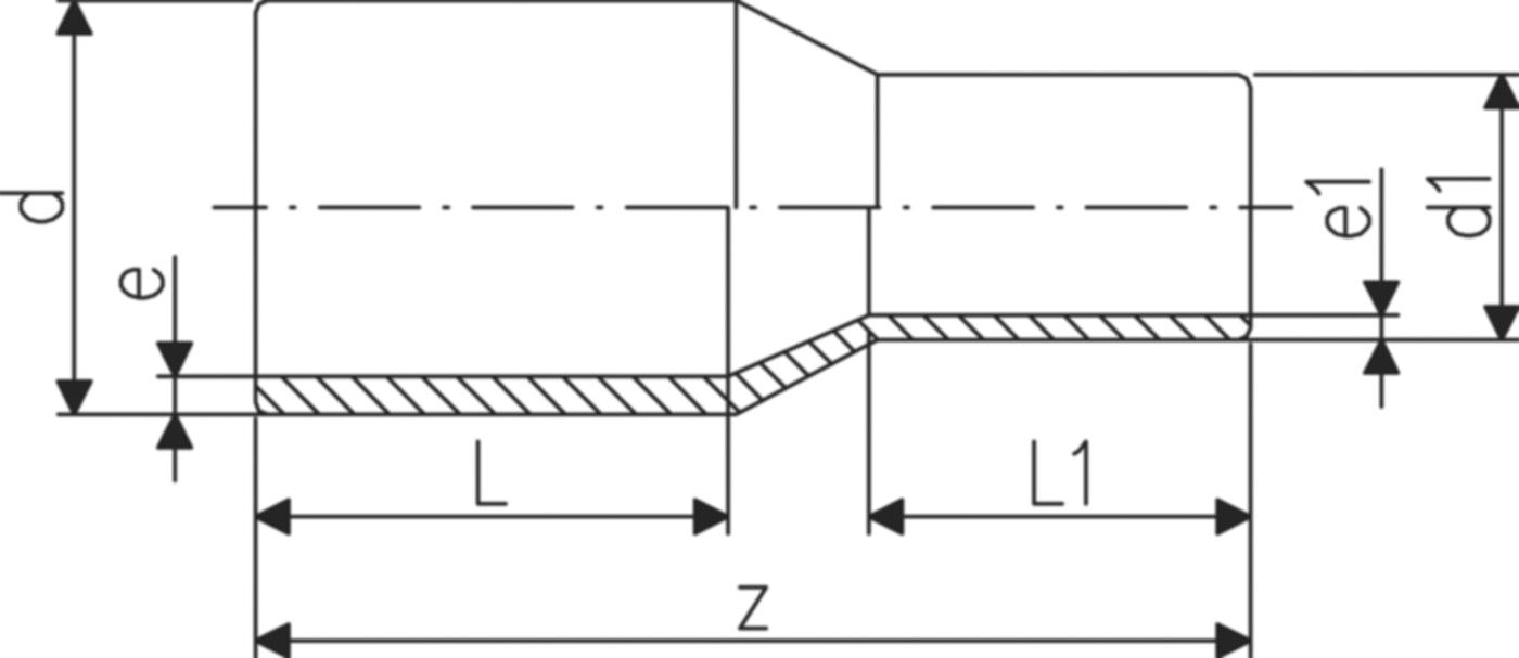 Reduktion PE100 S5 PN 16 d 40/ 25mm 753 901 047 - PE100 Stutzenformstücke langschenklig