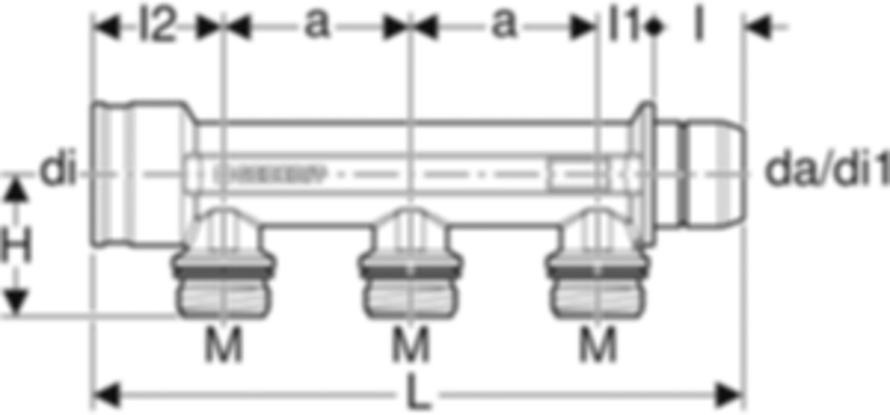 Verteiler dreifach 653.423.00.1 mit Steckanschluss - Geberit-Push Fit-Formstücke
