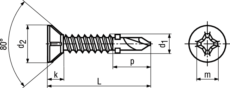 Senk-Bohrschr Ripp/Flügel Phil vzb BN1005 4,8x32 - Bossard Schrauben