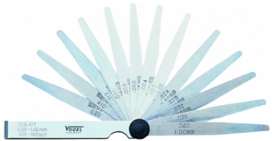 VOGEL Fühlerlehre, konische Blattform 20 Blatt, 0.05-1.00mm, 0.002-0.40inch - Kontrollieren