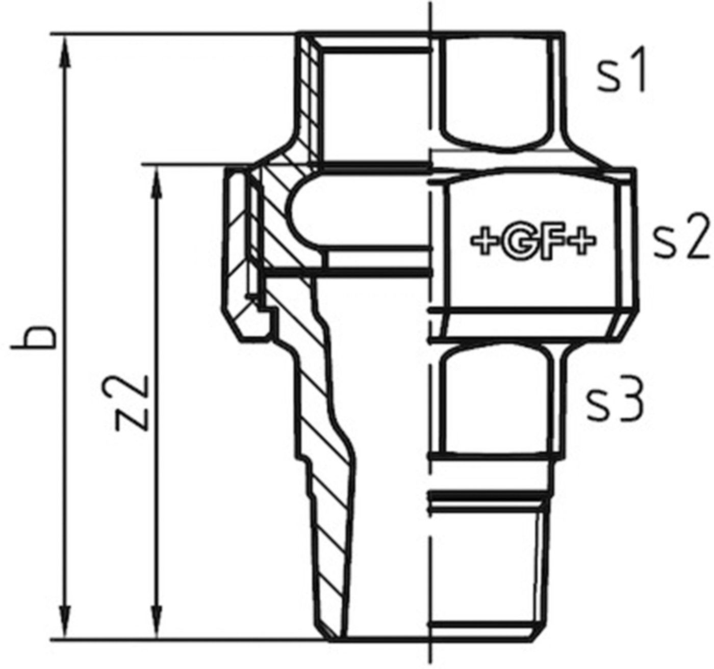 Verschraubung 331 V 3/4" flachd. 770 331 205 - GF verz. Tempergussfittings