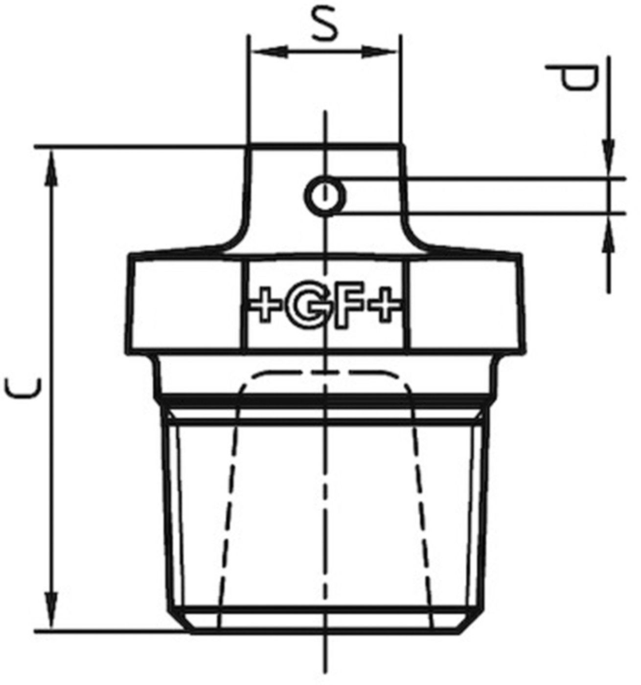Stopfen mit Loch im Vierkant 294 V 2" 770 294 209 - GF verz. Tempergussfittings