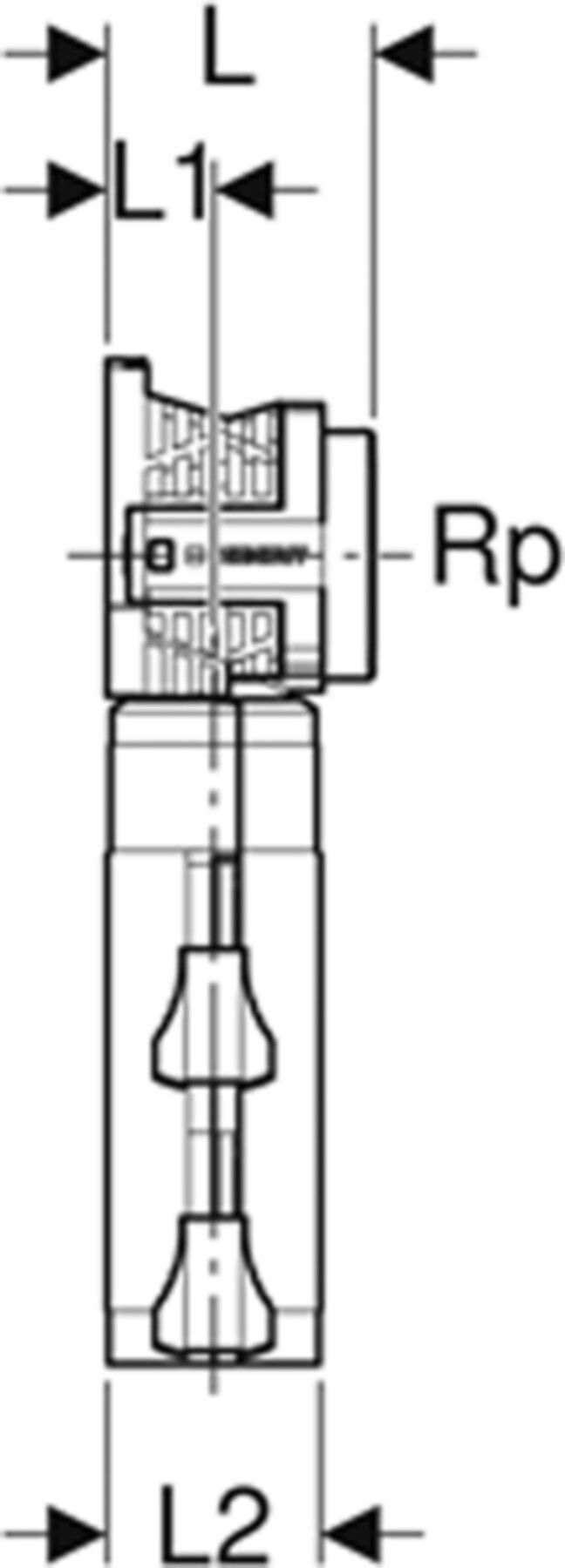Doppeldose 90° 1/2" 650.489.00.3 ohne Schnellkupplung - Geberit-Push Fit-Formstücke