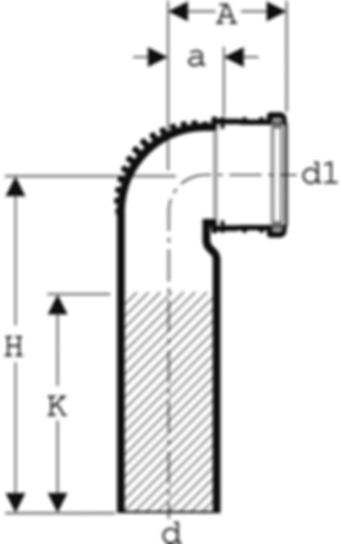 Wandklosettbogen 90° lang d 90/ 90mm 308.883.14.1 - Geberit-PE-Silent-Formstücke