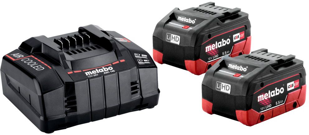 Basis-Set LiHD 5.5Ah 18V LiHD, 2 x 5.5Ah +Ladegerät im Karton - Metabo Maschinenzubehör