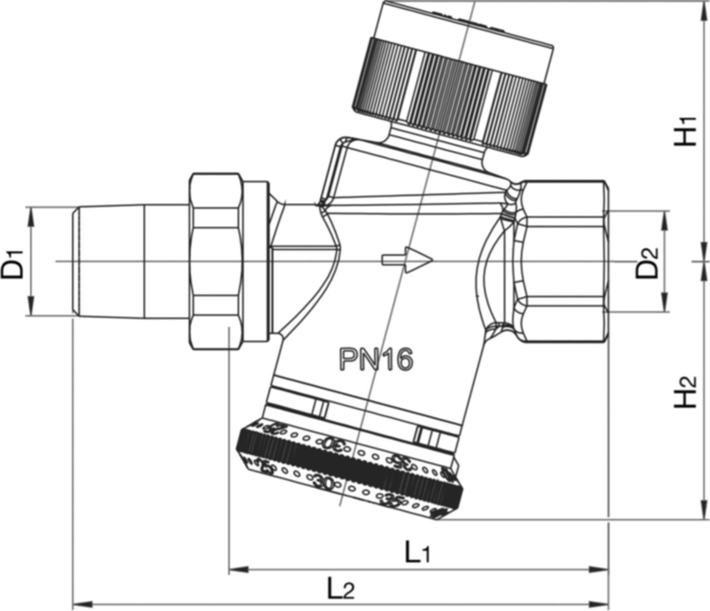 Regulierventil Cocon QTZ o/Messventil PN 16 3/4" 180-1300 l/h 114 56 06 - Oventrop Strangregulierventile