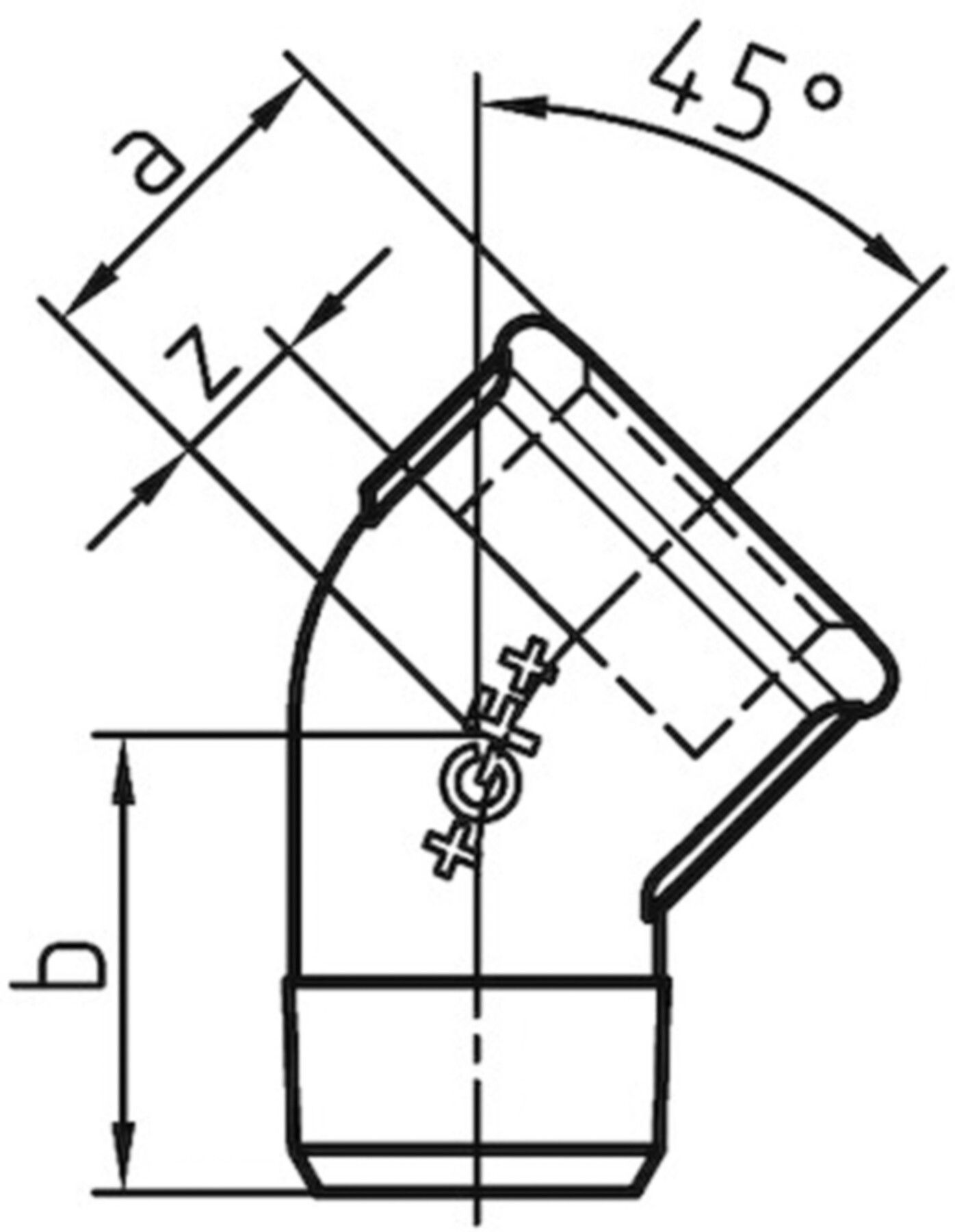 Winkel 45° 121 V 21/2" 770 121 210 - GF verz. Tempergussfittings