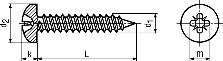 Linsen-Blechschr Pozi+Spitze A4 BN13259 DIN7981C 2,9x6,5 - Bossard Schrauben