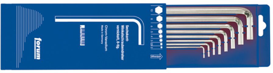 FORUM Inbusschlüssel-Satz, lang in Box 8-tlg. vernickelt, 2-10mm - Schlüsselwerkzeuge