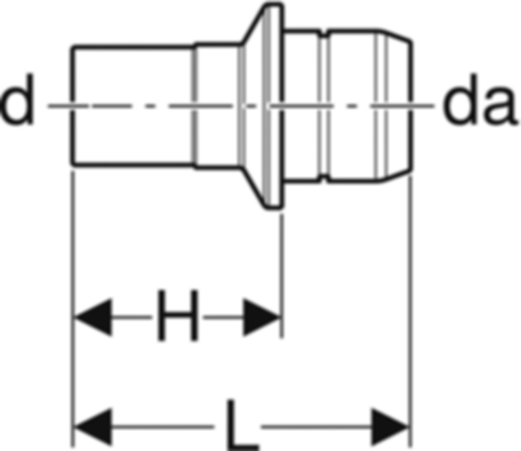 Verteiler-Steckübergang 653.455.00.1 28mm-28mm auf Mapress Steckende - Geberit-Push Fit-Formstücke