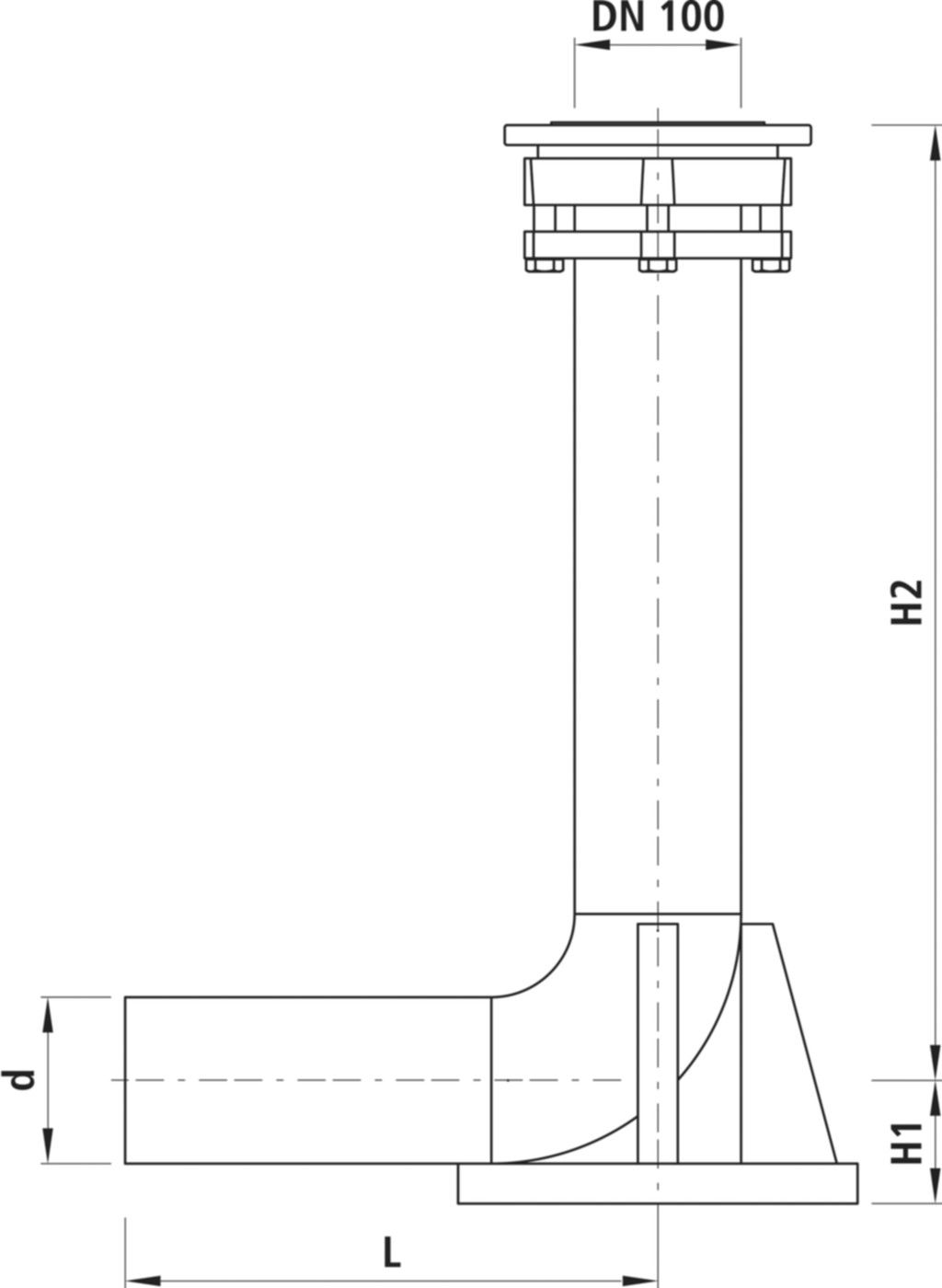 Hydranten-Einlaufbogen PE100 S5 N845 GT 1,35-1,80m d 125mm (DN 100) - Hawle Hydranten