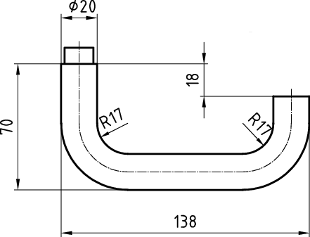 GLUTZ Türdrücker Lochteil Oslo, 5064 16mm, 138/9mm, Edelst. matt - Tür- und Sichtbeschläge