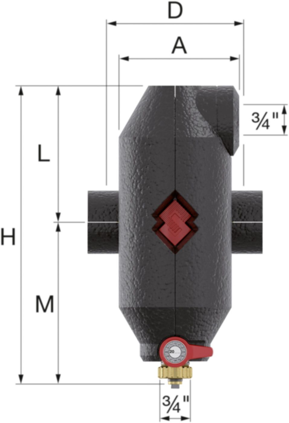 Flamcovent Clean Smart Abscheider 1" 30053 m/drehbaren Anschlüsse und EPP Isolation - Flamco Luft- und Schlammabscheider