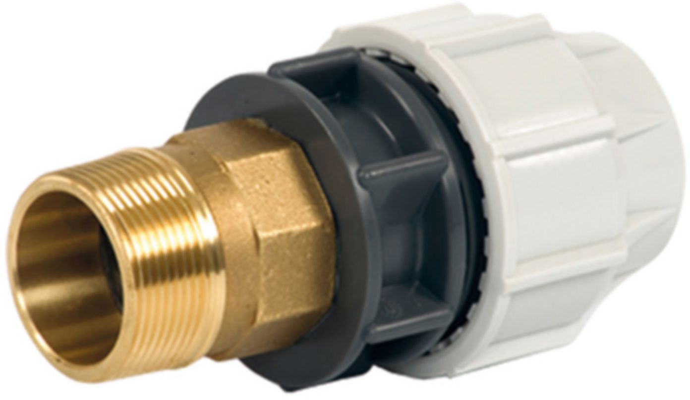 Anschlussverschraubung mit Messing AG 7720 40mm- 1" - Plasson-Klemmfittinge