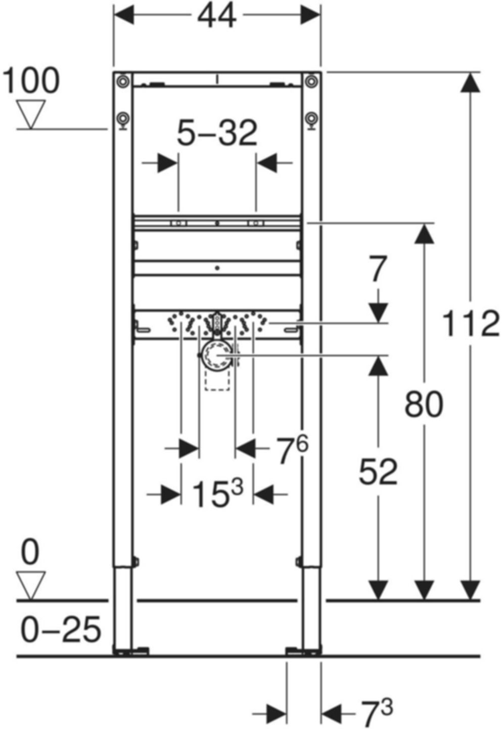 Element für Waschtisch 111.267.00.2 Typ 112, Standarmatur, schmale Ausführung - Geberit-Duofix