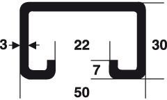 DIN 17118, verz., geschl., gefüllt 50/30/22/3.0, 3B - Kaltgerollte Ankerschienen S235JR
